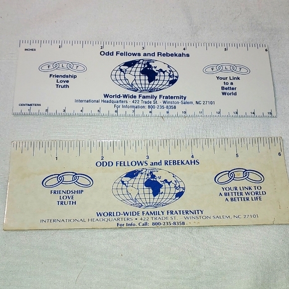 Vintage 2014 IOOF Plastic Paper Ruler Living Legacy Program Ruler Set of Two - Picture 1 of 6